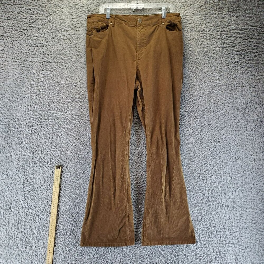 Antonio Melani Pants Womens Size 16 Brown Corduroy Stretch Mid Rise Flared Leg